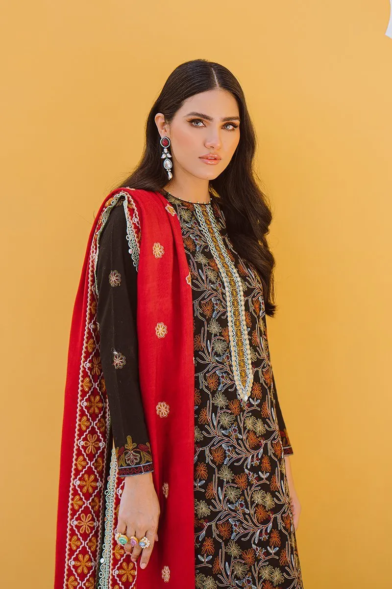 02 Syaah Faam 3 PC Tasveer Khaddar & Linen Collection Edit Ii