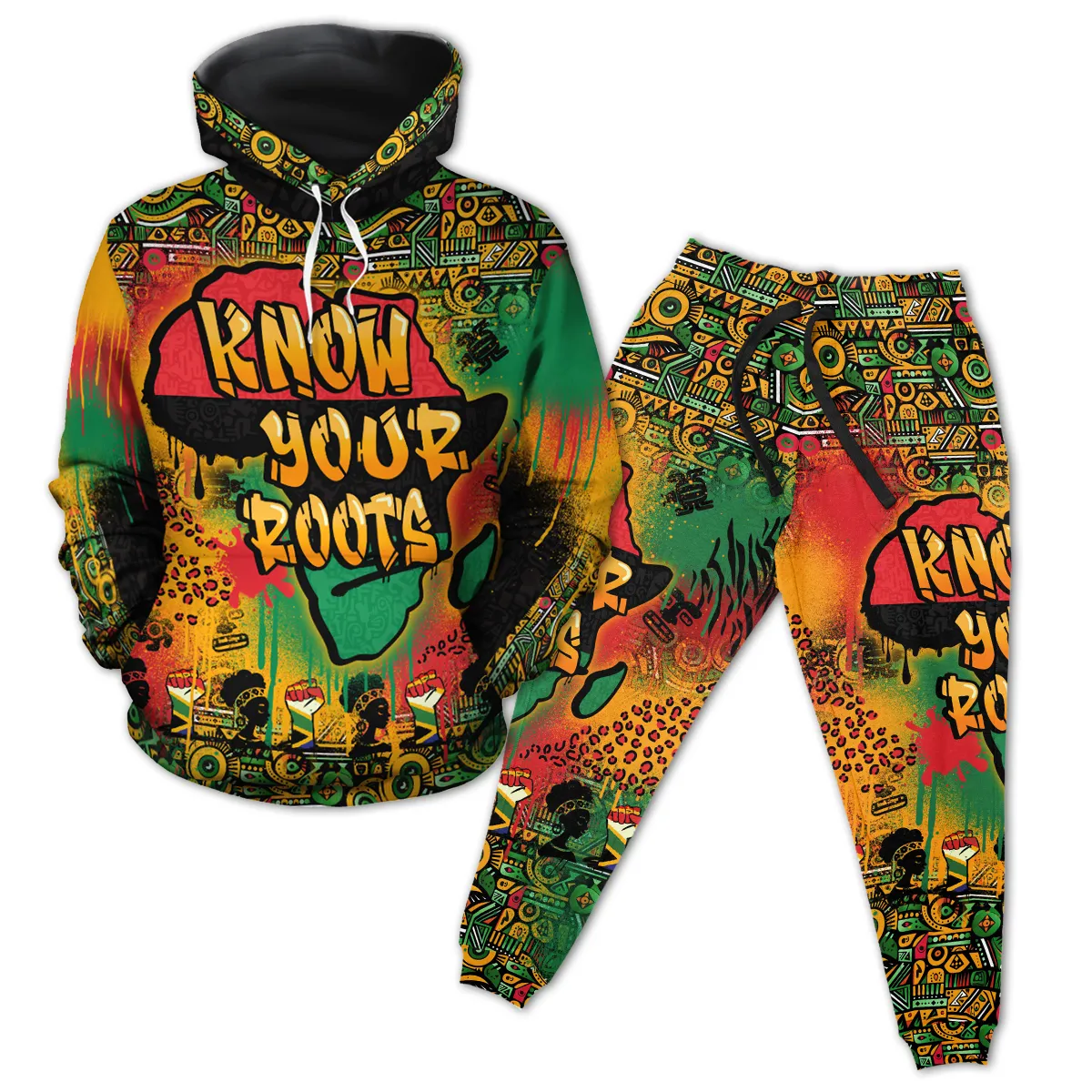 African Map Graffiti All-over Hoodie and Joggers Set