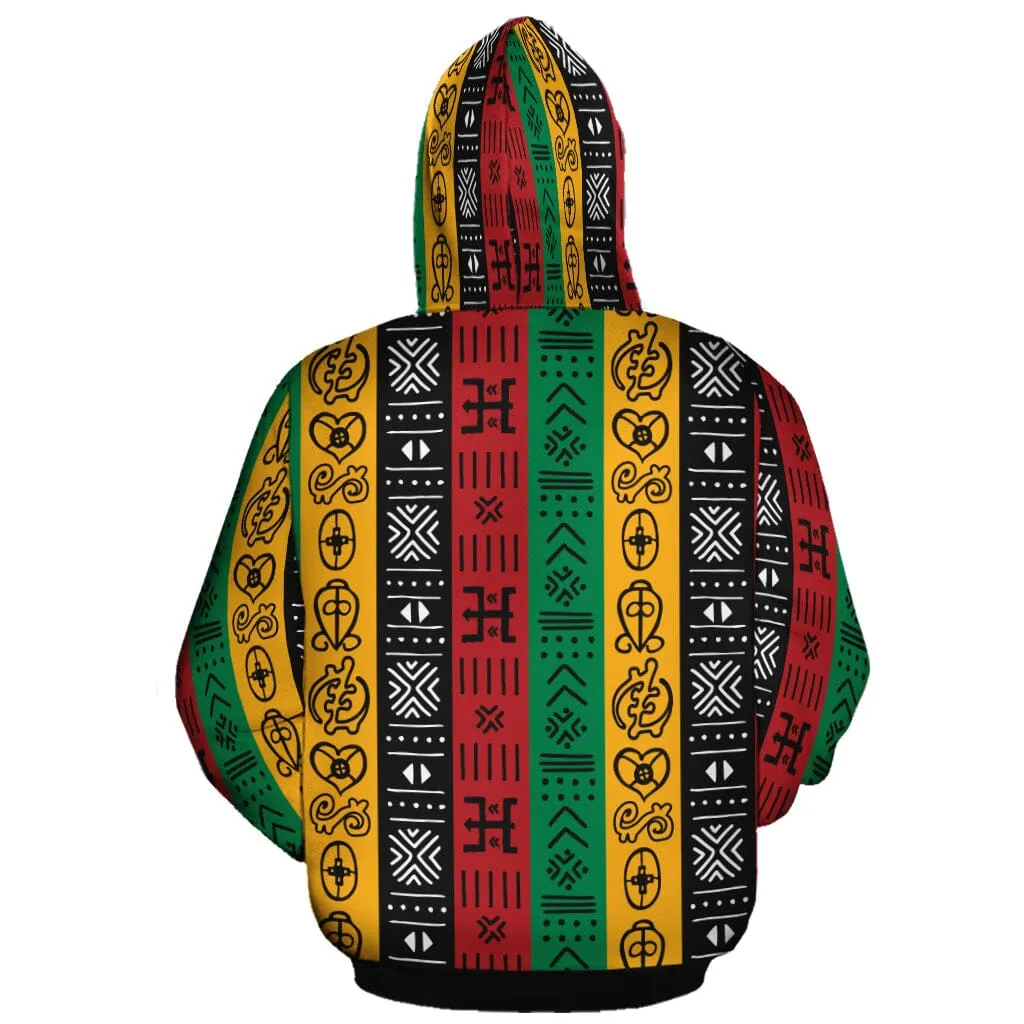 African Symbols In Pan African Colors Fleece All-over Hoodie And Joggers Set