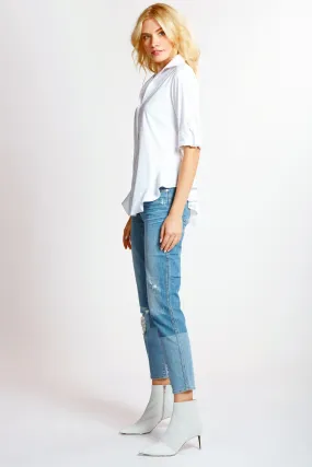 Agetha Silky Poplin White Blouse