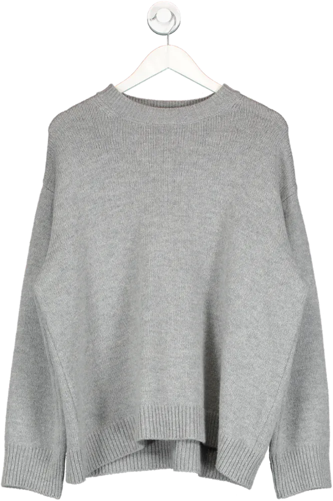 almada label Grey Cashmere And Wool Blend Crew Neck Sweater UK S