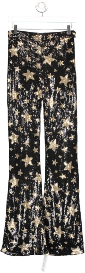 ASOS Black Gold Sequin Star Kickflare Trousers UK 10