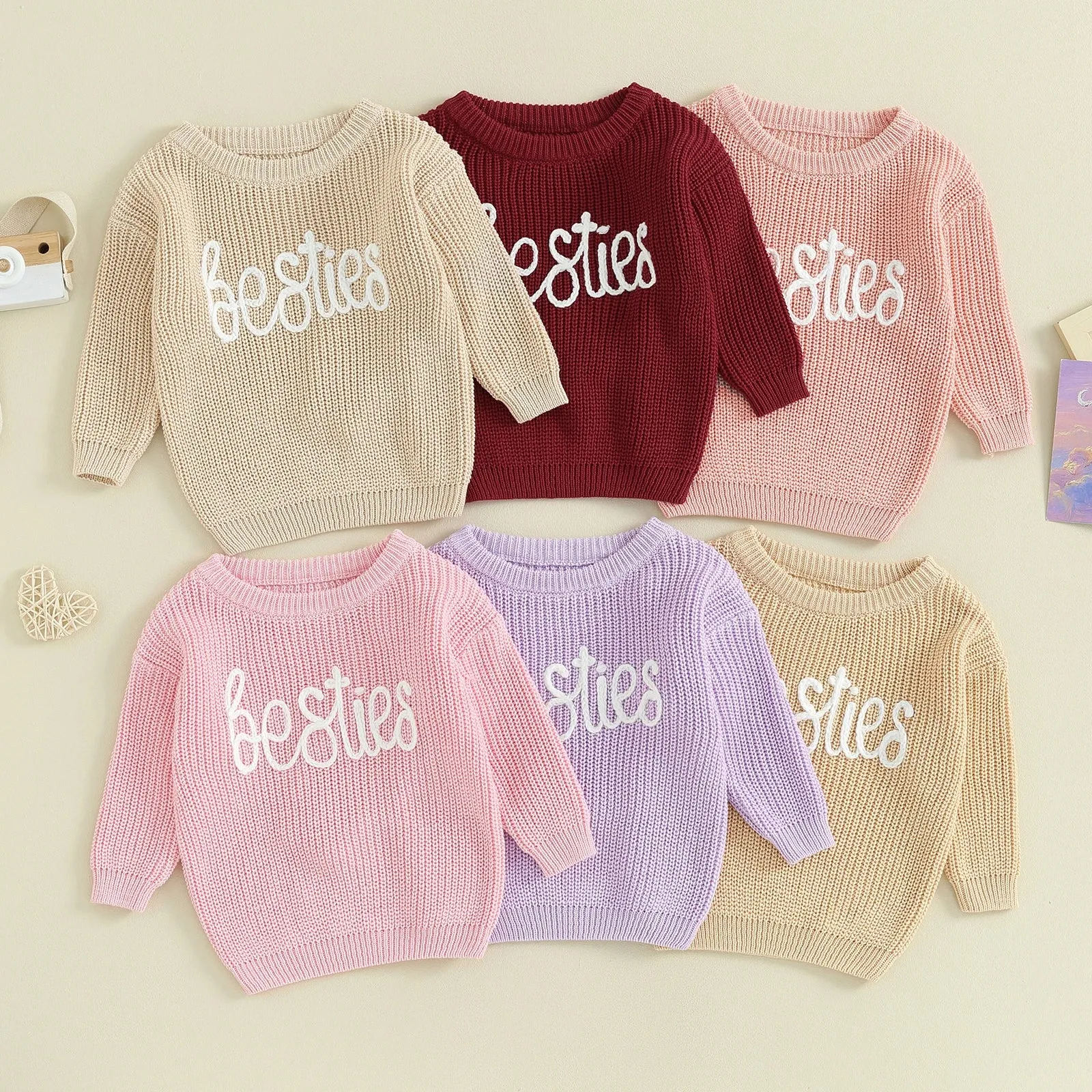 BESTIES - Pink Baby Girl Deluxe Sweater Layette Fall Winter