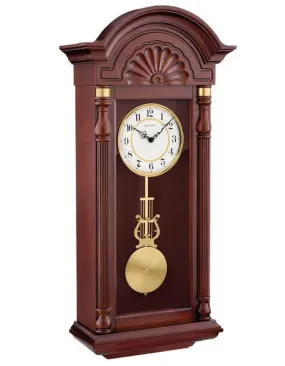 Bulova New Yorker Pendulum Wall Clock - Triple Chime Movement - Mahogany Finish