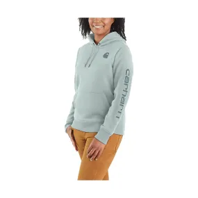 Carhartt Women's Relaxed Fit Midweight Logo Sleeve Graphic Sweatshirt - Dew Drop