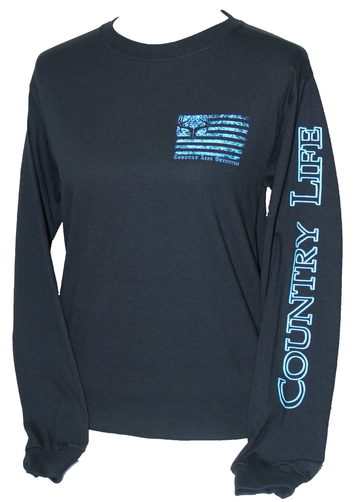 Country Life Outfitters Vintage USA Blue Camo Flag Unisex Long Sleeve T-Shirt