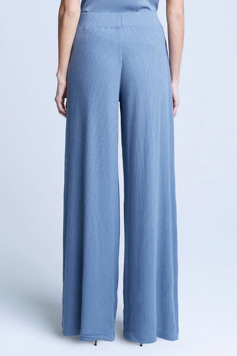 Crawford Wide Leg in Pant in Steel Blue