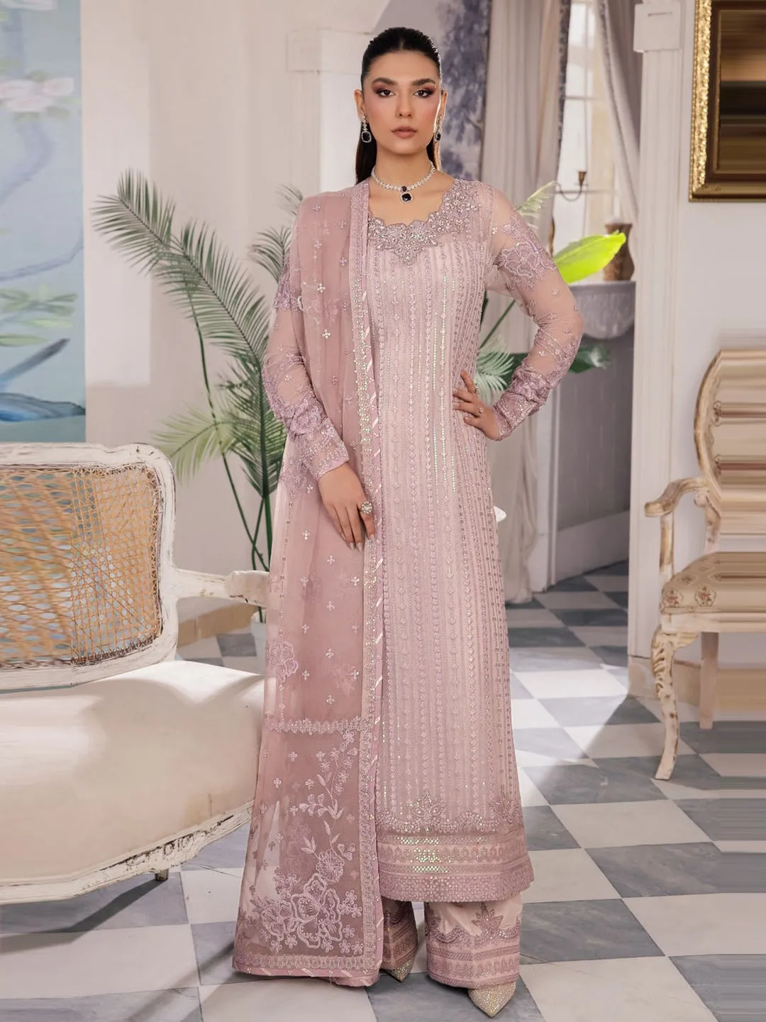 Designer Embroidered Net