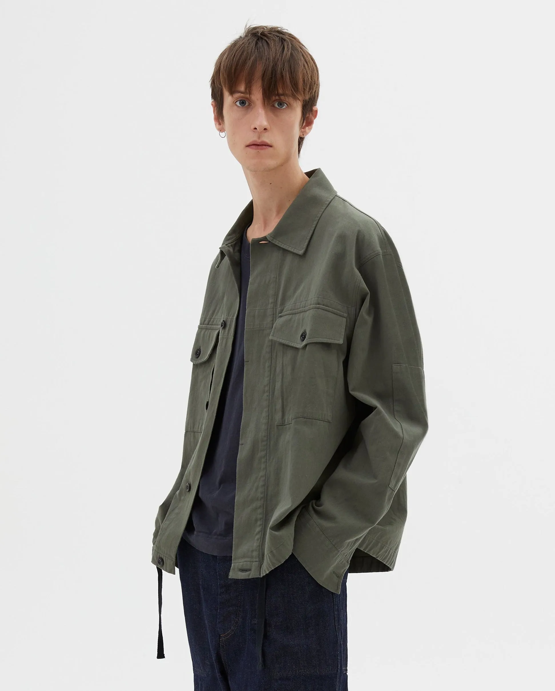 DRAWCORD COTTON JACKET / UNIFORM GREEN