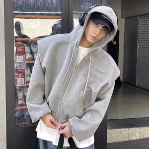 Drawstring Straight Cut Pocket Hoodie