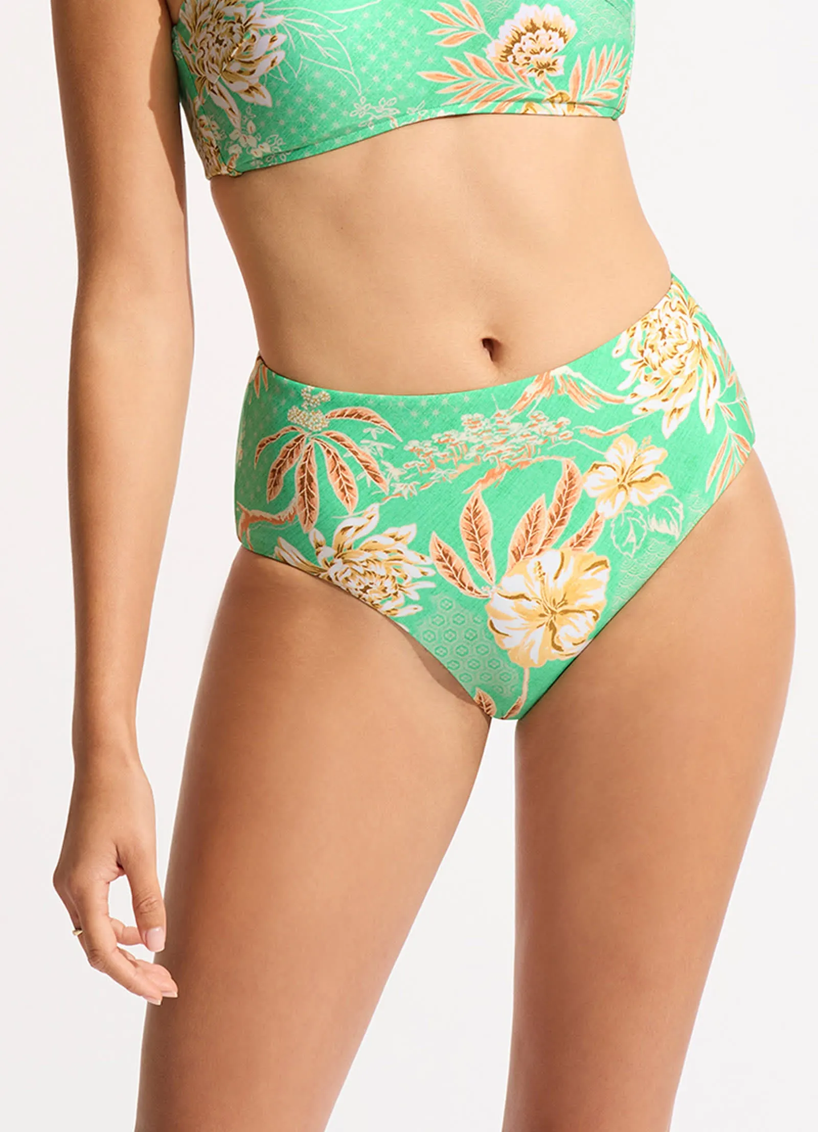 Eden High Waisted Bikini Bottom - Mint