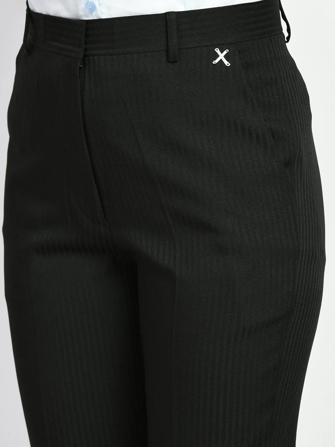 Exude Fire Striped Straight Trousers (Black)