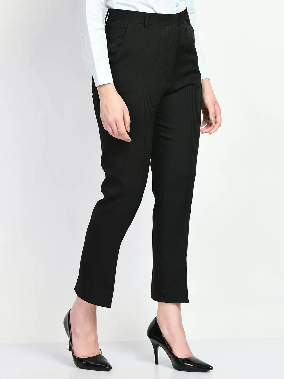 Exude Fire Striped Straight Trousers (Black)