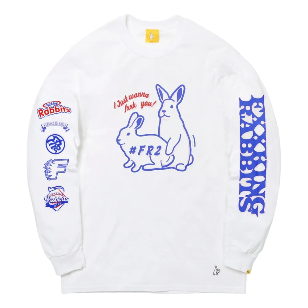 #FR2 PLAYING RABBITS L/S T-SHIRT-WHITE