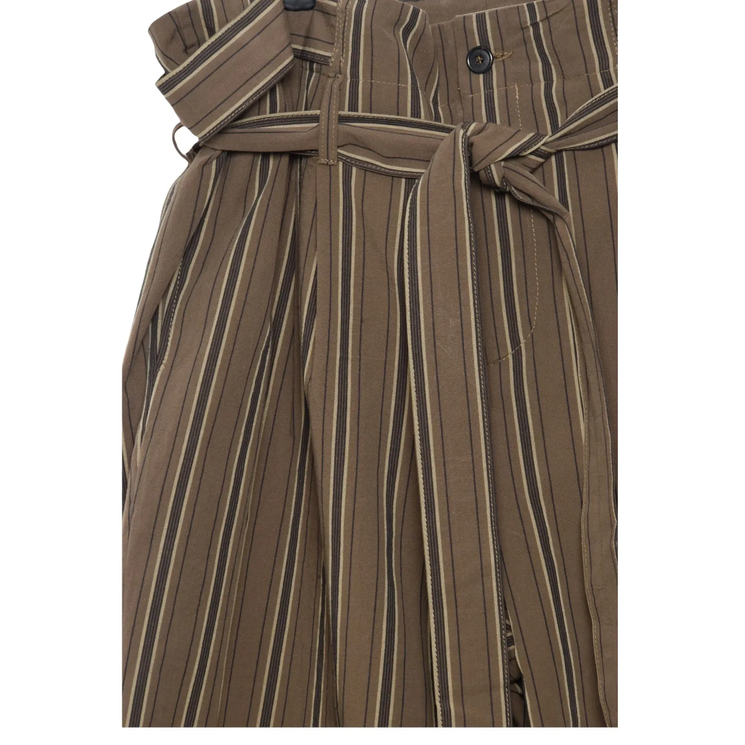 Frank Leder Cotton Wide Trouser brown stripes