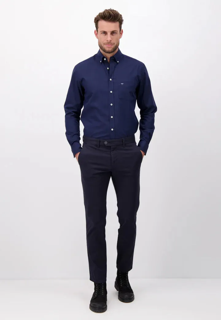 Fynch Hatton Stretch Cotton Chino Trousers - Dark Navy