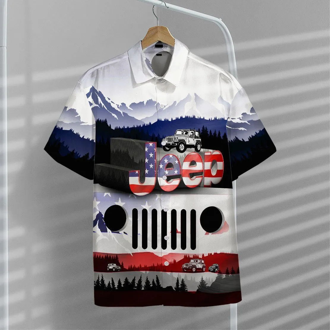 Gearhuman 3D Jeep American Flag Hawaii Shirt