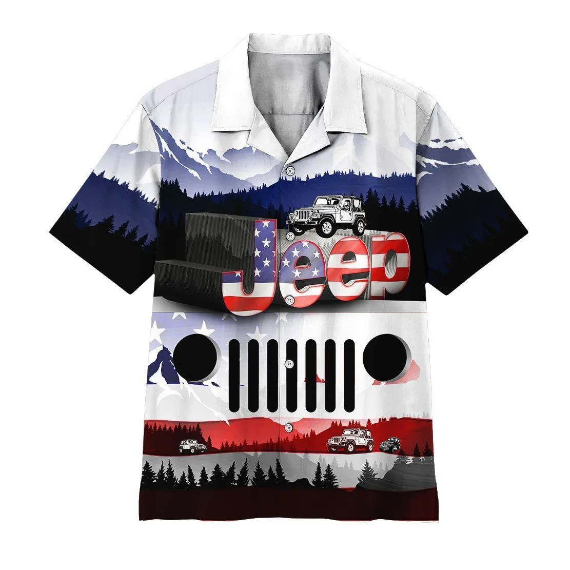 Gearhuman 3D Jeep American Flag Hawaii Shirt