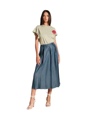 Griffai Women's long skirt with big pockets DGP5273 blue