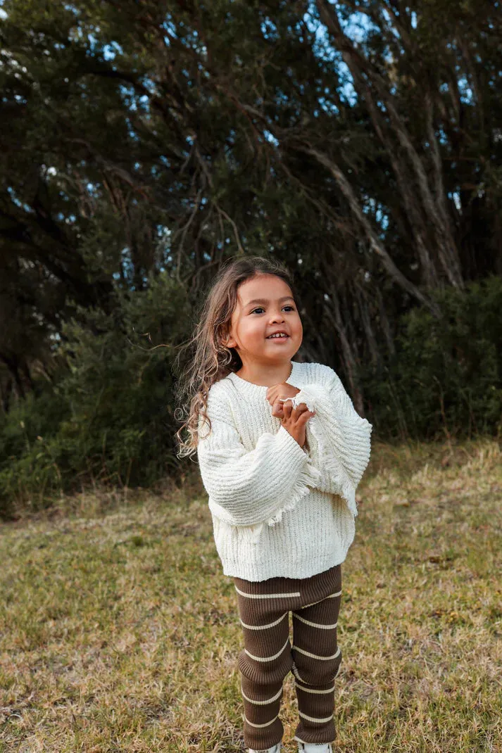 Grown - Asymmetrical Stripe Leggings- Clay