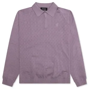 Hogan Pointelle Raglan Sleeve Sweater Polo - Mauve