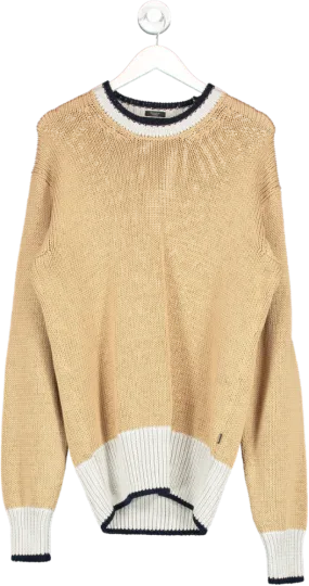 hugo boss Beige Crew Neck Cotton Sweater UK M