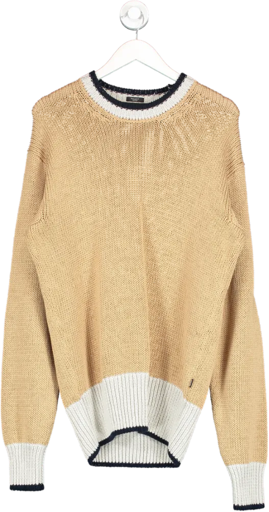 hugo boss Beige Crew Neck Cotton Sweater UK M