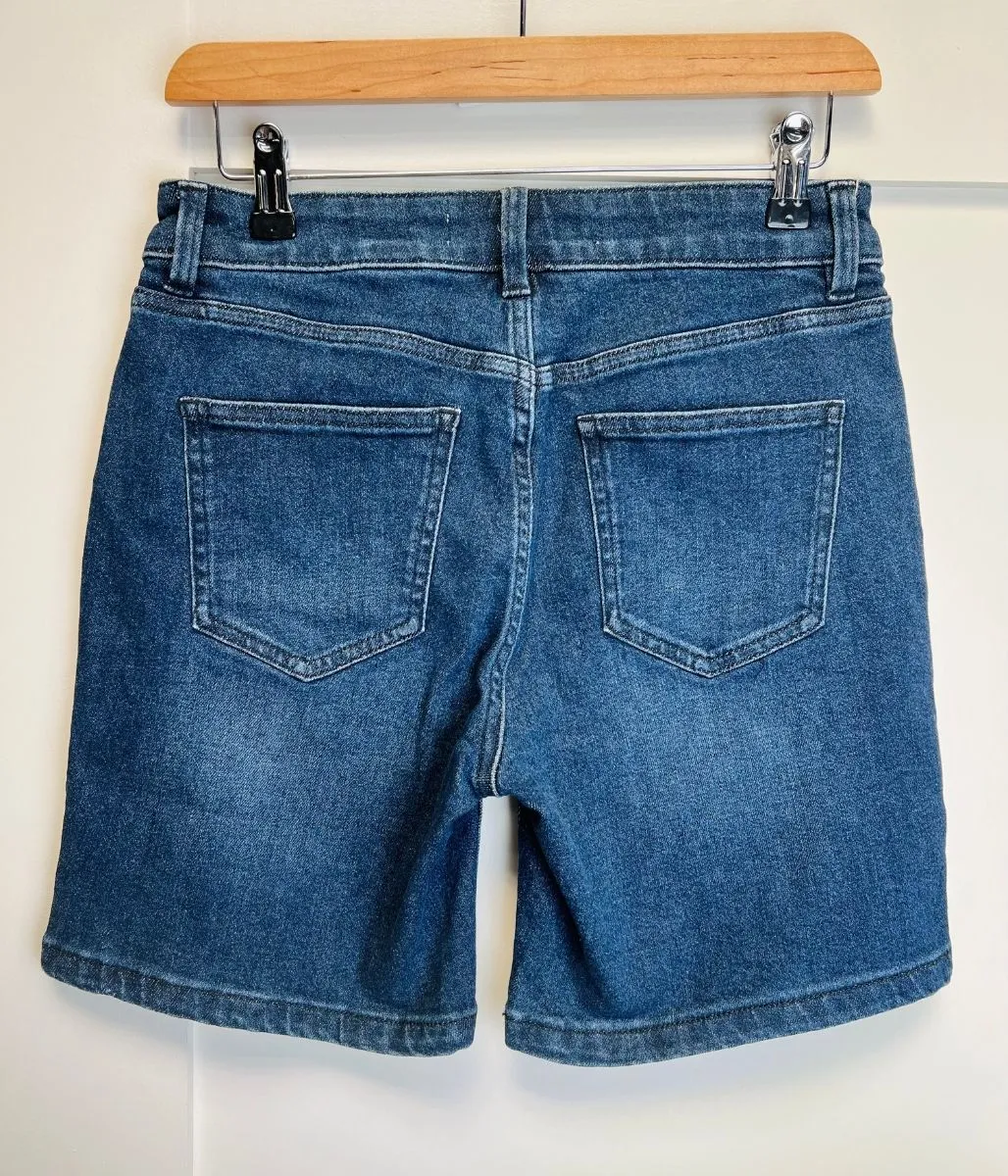 Inky Blue Denim Mid Length Boy Shorts