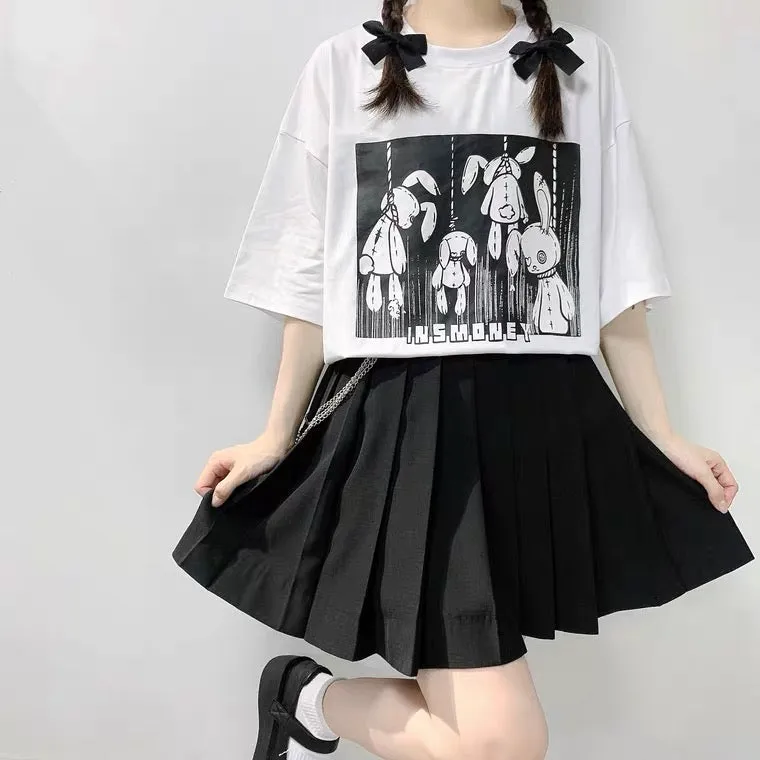 INS DARK BUNNY PRINT OVERSIZE T-SHIRT BY60021