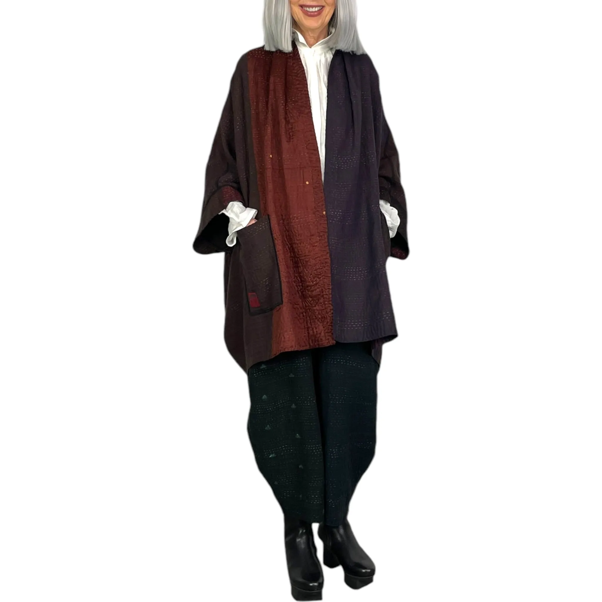 JAIPUR PATCH DOUBLE COLLAR PONCHO