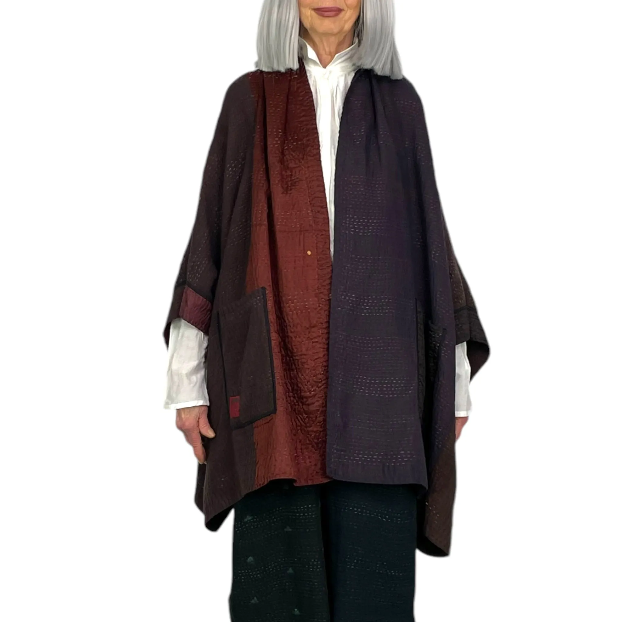 JAIPUR PATCH DOUBLE COLLAR PONCHO