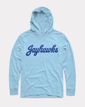 Jayhawks Script Powder Blue Lightweight Hoodie