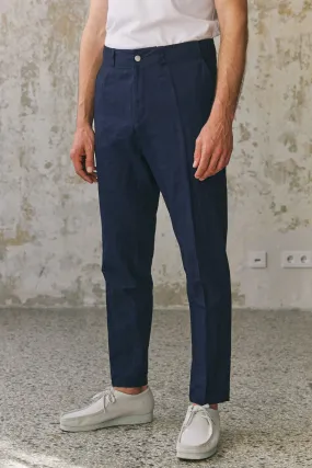 JOSTHA regular trousers - navy linen