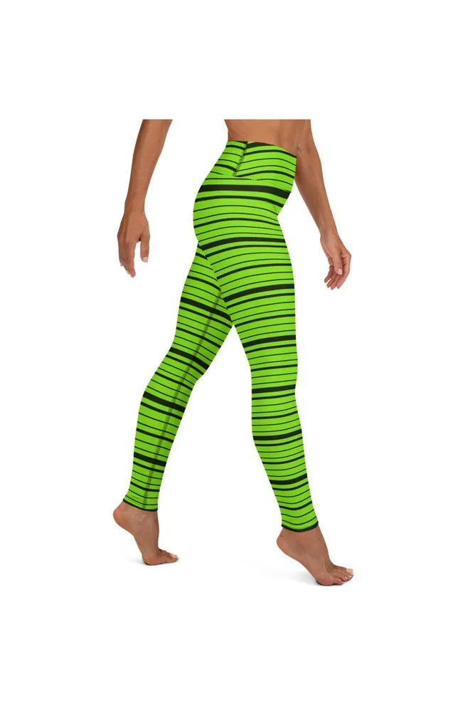 Lime Stripes Yoga Leggings