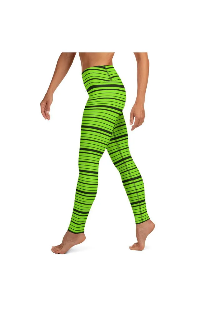 Lime Stripes Yoga Leggings