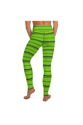 Lime Stripes Yoga Leggings