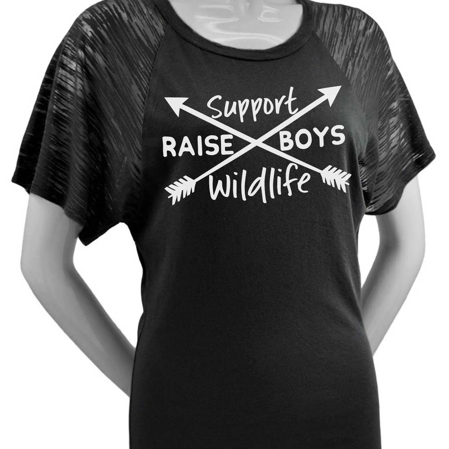 LIMITED QUANTITIES AVAILABLE | Support Wildlife Raise Boys Dolman Sleeve Shirt | Mom of Boys Shirt