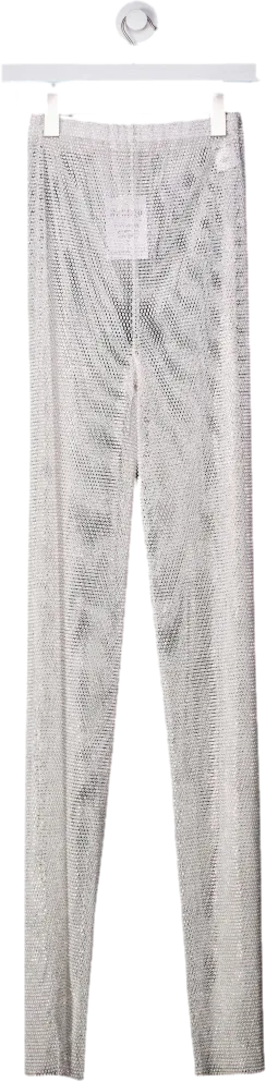 Mach & Mach White Crystal Mesh Sparking Trousers UK 6