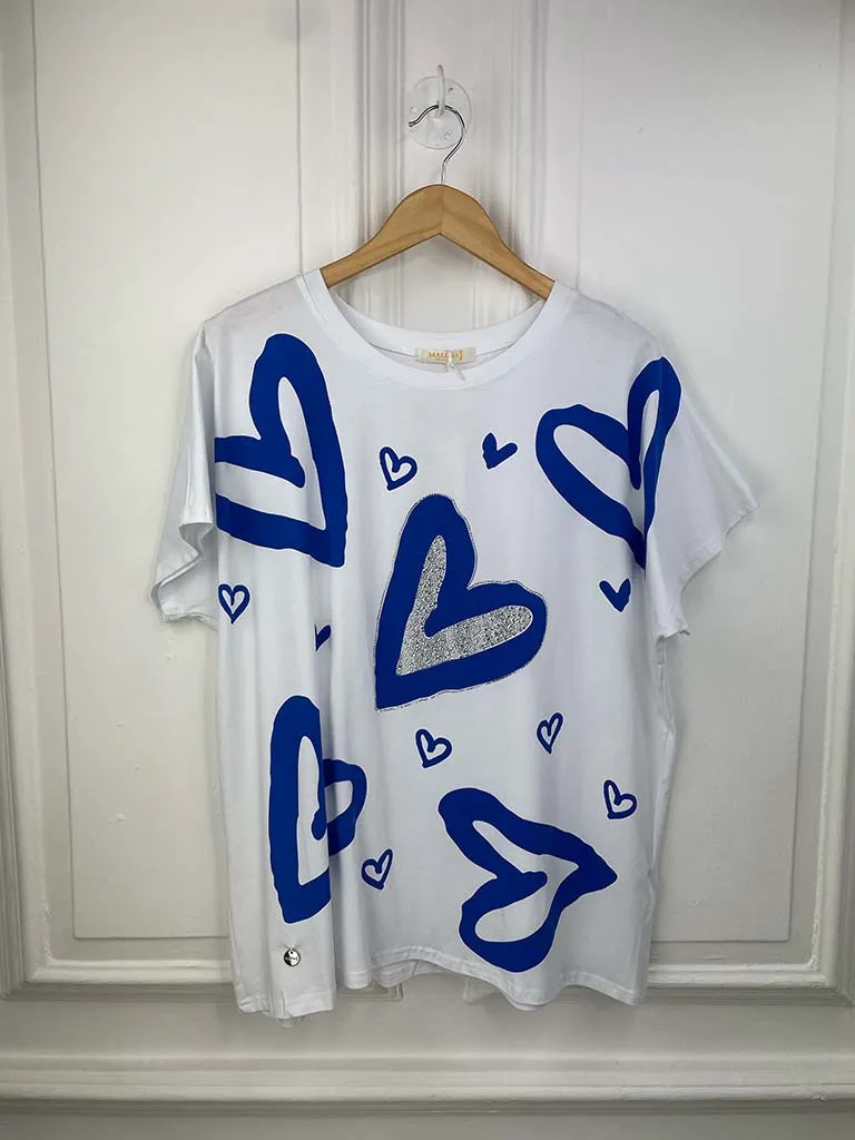 Malissa J Embellished Heart T-Shirt - White