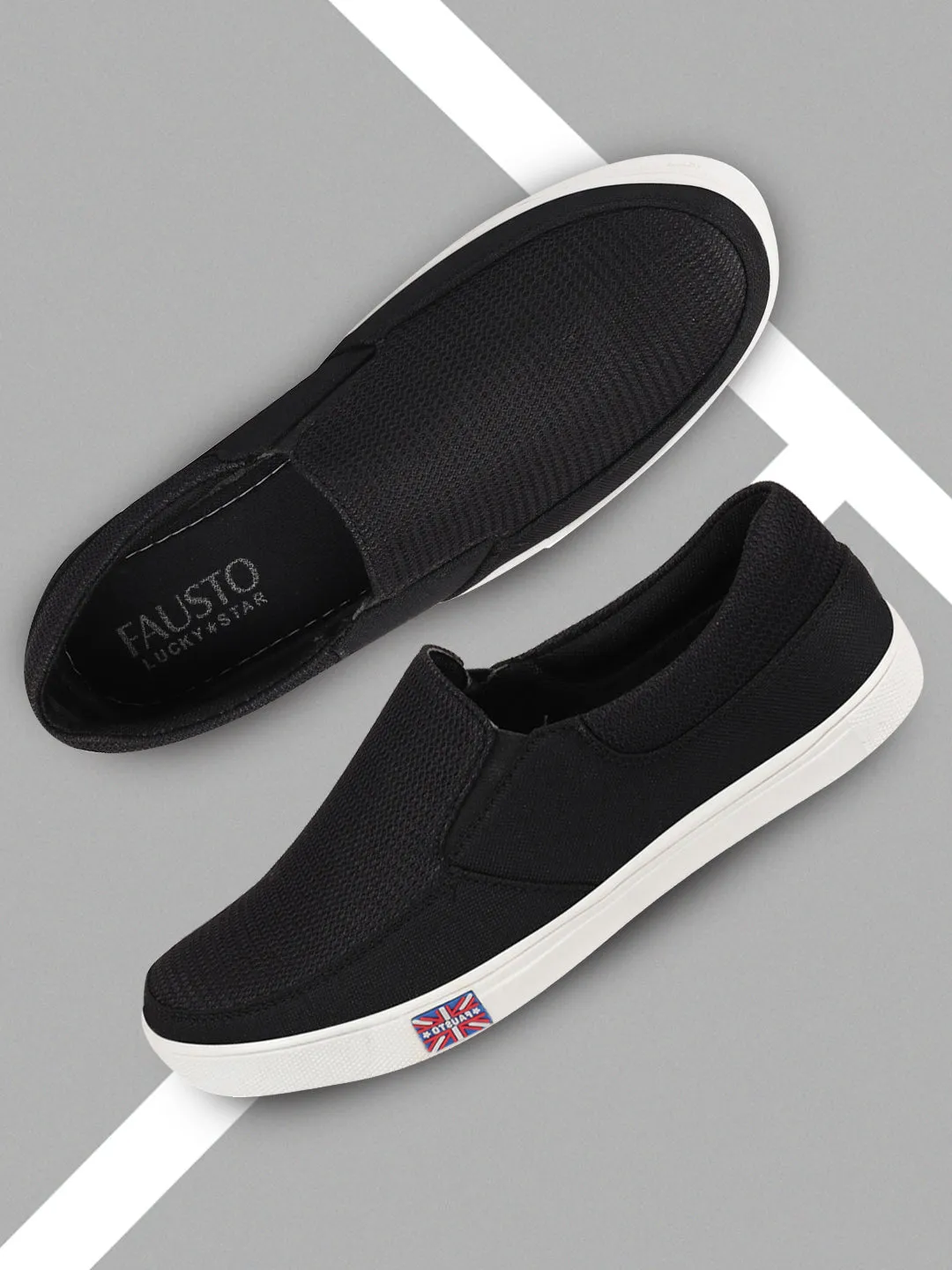 Men Black Casual Slip-On Loafers