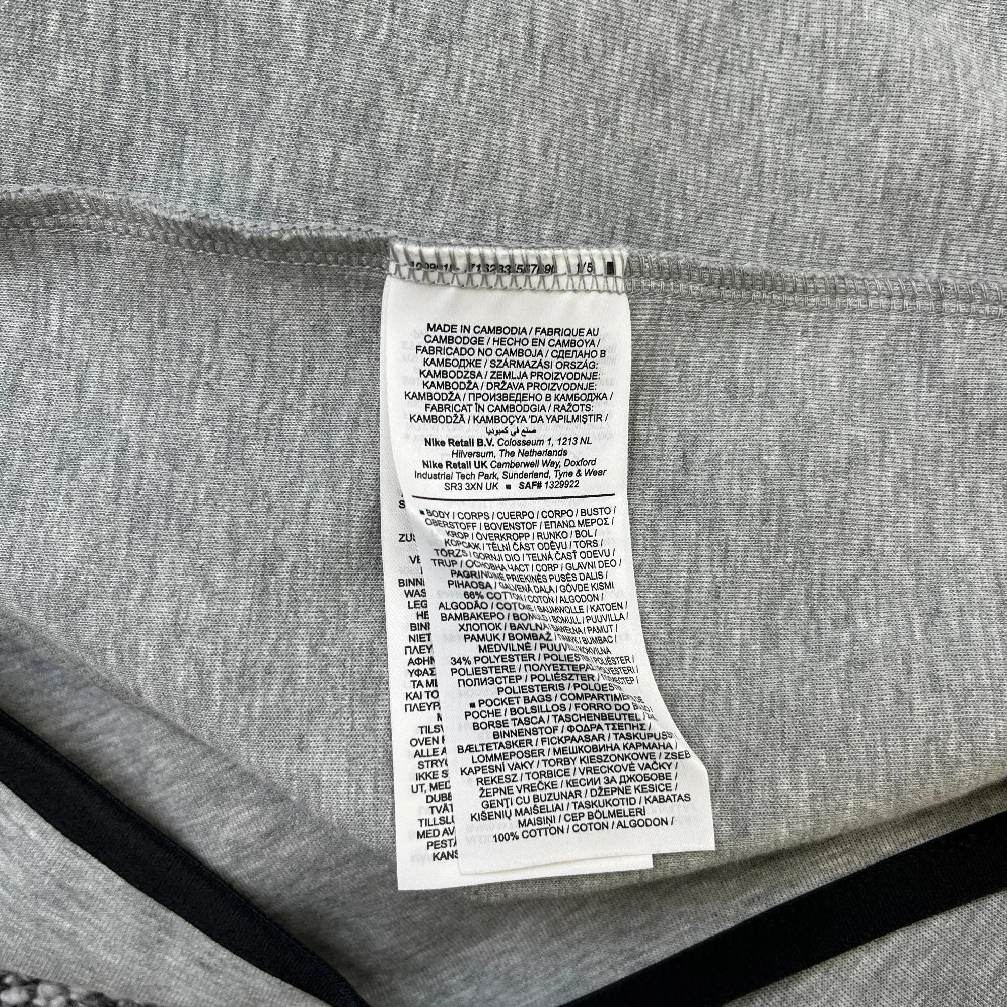 Men's Tech Fleece Hoodie Grey Size XL