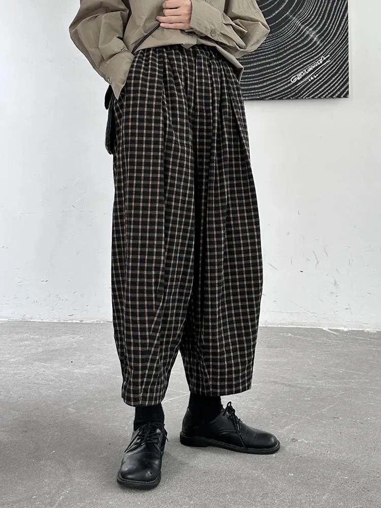 Miss Office Punk Khaki Plaid Pattern Trousers