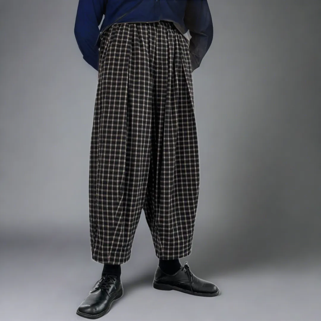 Miss Office Punk Khaki Plaid Pattern Trousers