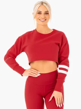 Motion Cropped Sweater - Red