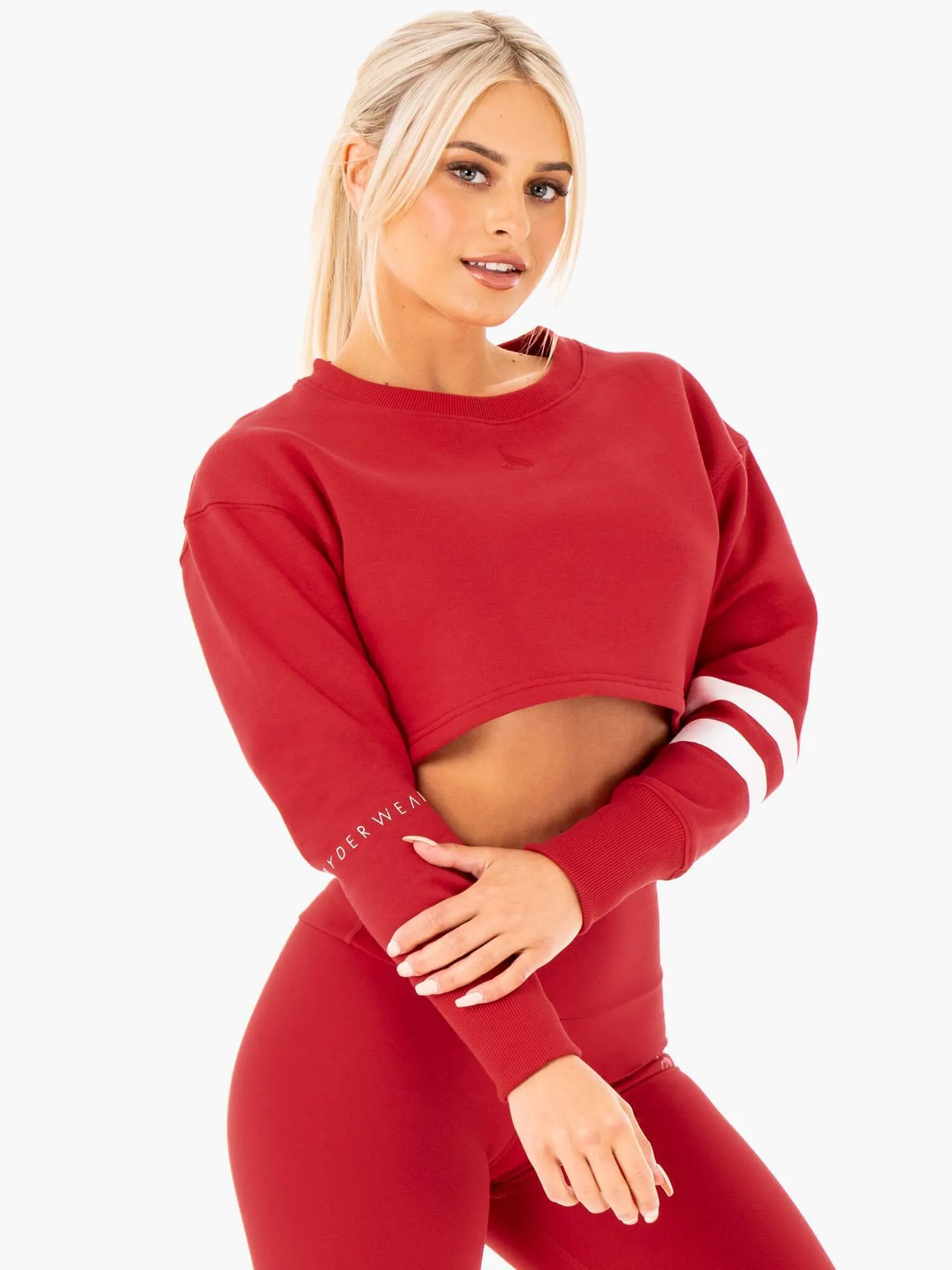 Motion Cropped Sweater - Red