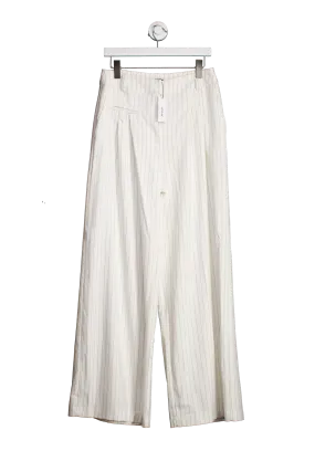 Nasty Gal White Pinstripe Wide Leg Tailored Trousers UK 12