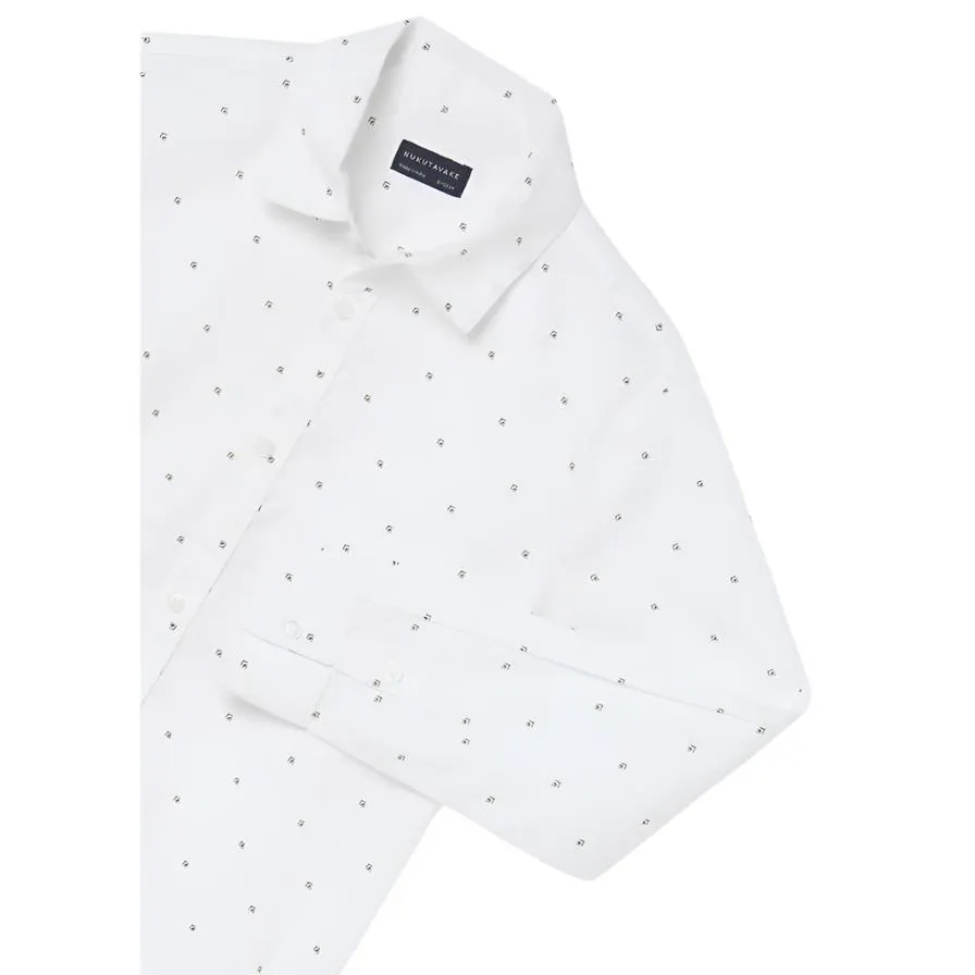 Nukutavake Long Sleeve Dress Shirt w/small pattern _White 6116