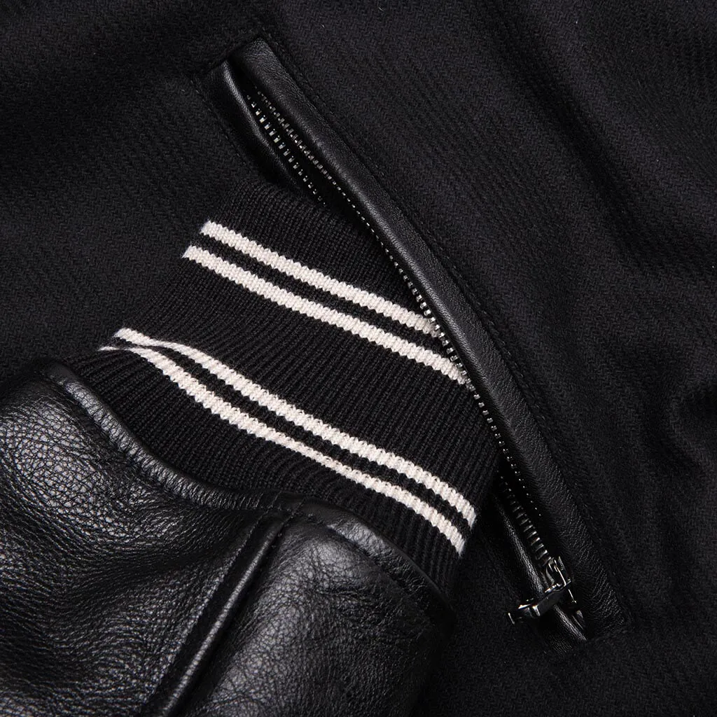 Oversized Eagle Varsity Jacket - Black