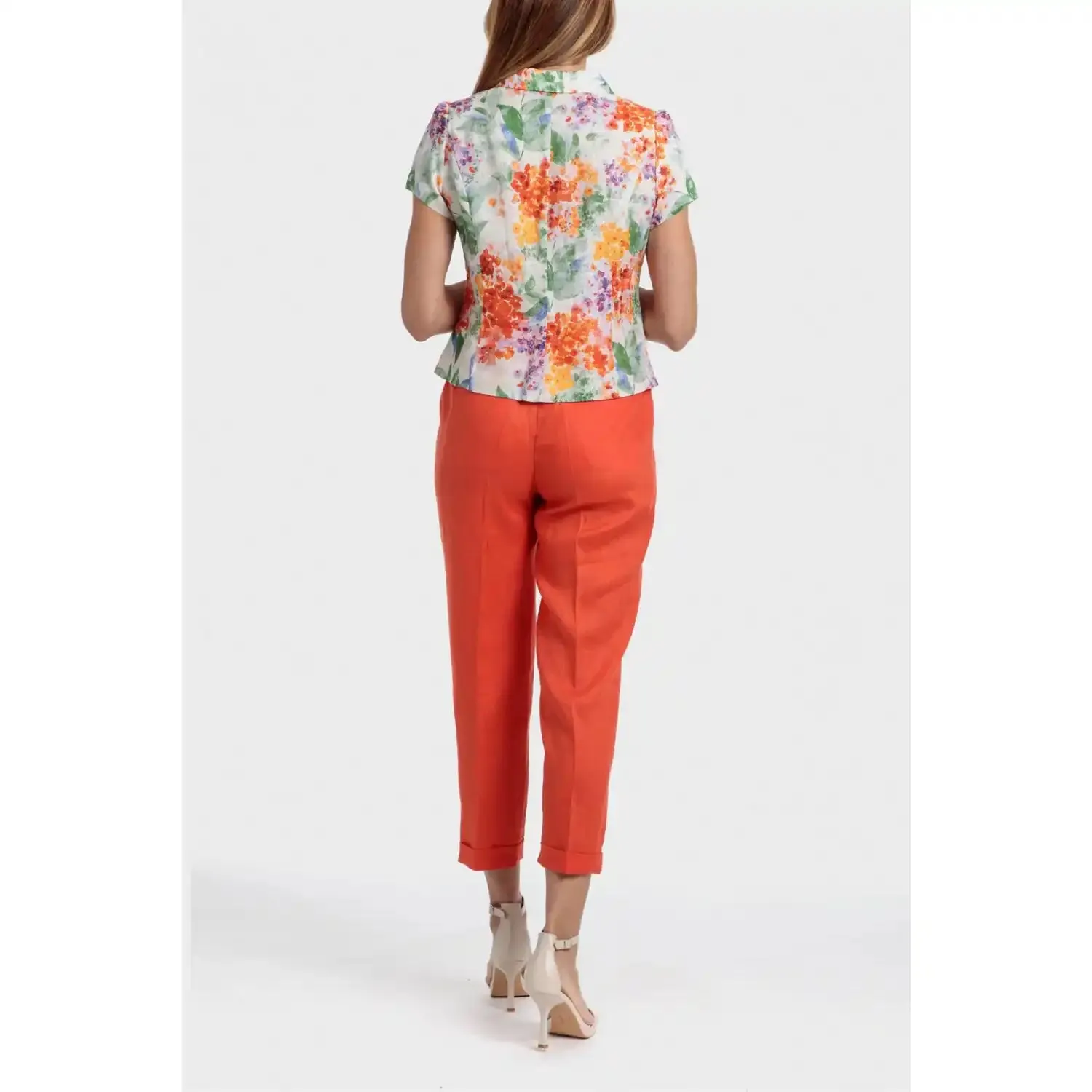 Printed Linen Jacket - Orange