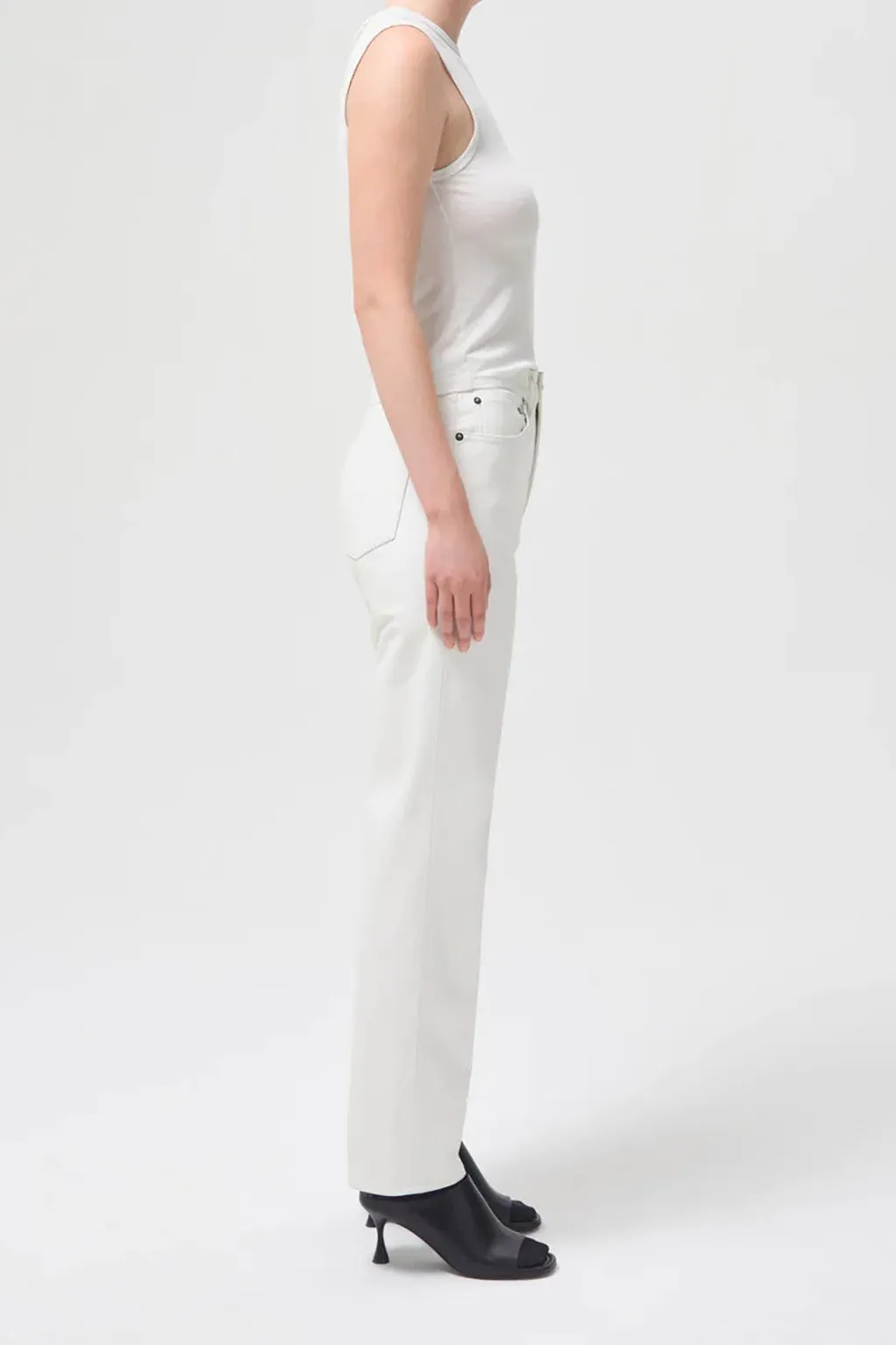 RECYCLED LEATHER 90'S PINCH WAIST PANT IN LACE WHITE